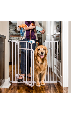 Carlson Pet Gate Hands-Free Walk-Through White 76-112 x 81 cm